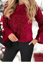 Cekinowa Halenka longsleeve Shiny Obsession vínová