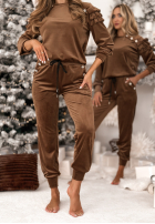 Welurowy Tepláková souprava z falbankami Just Two Of Us čokoládový