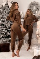 Welurowy Tepláková souprava z falbankami Just Two Of Us čokoládový