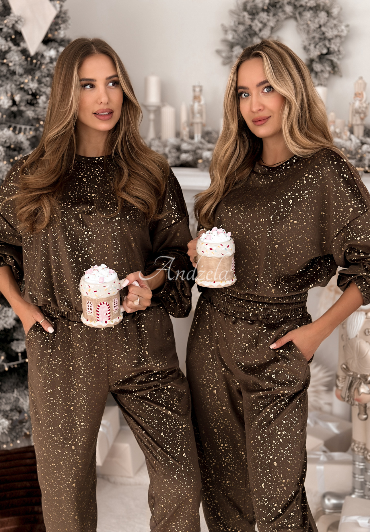 Velurová souprava Gold Twilight čokoládový