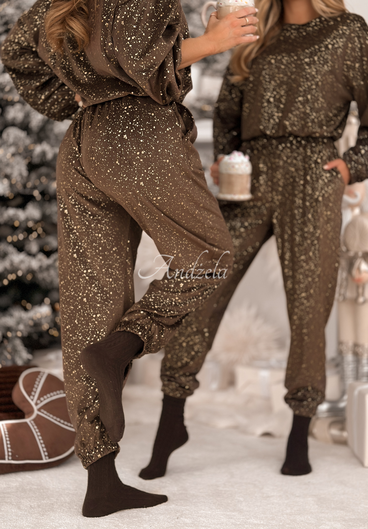 Velurová souprava Gold Twilight čokoládový