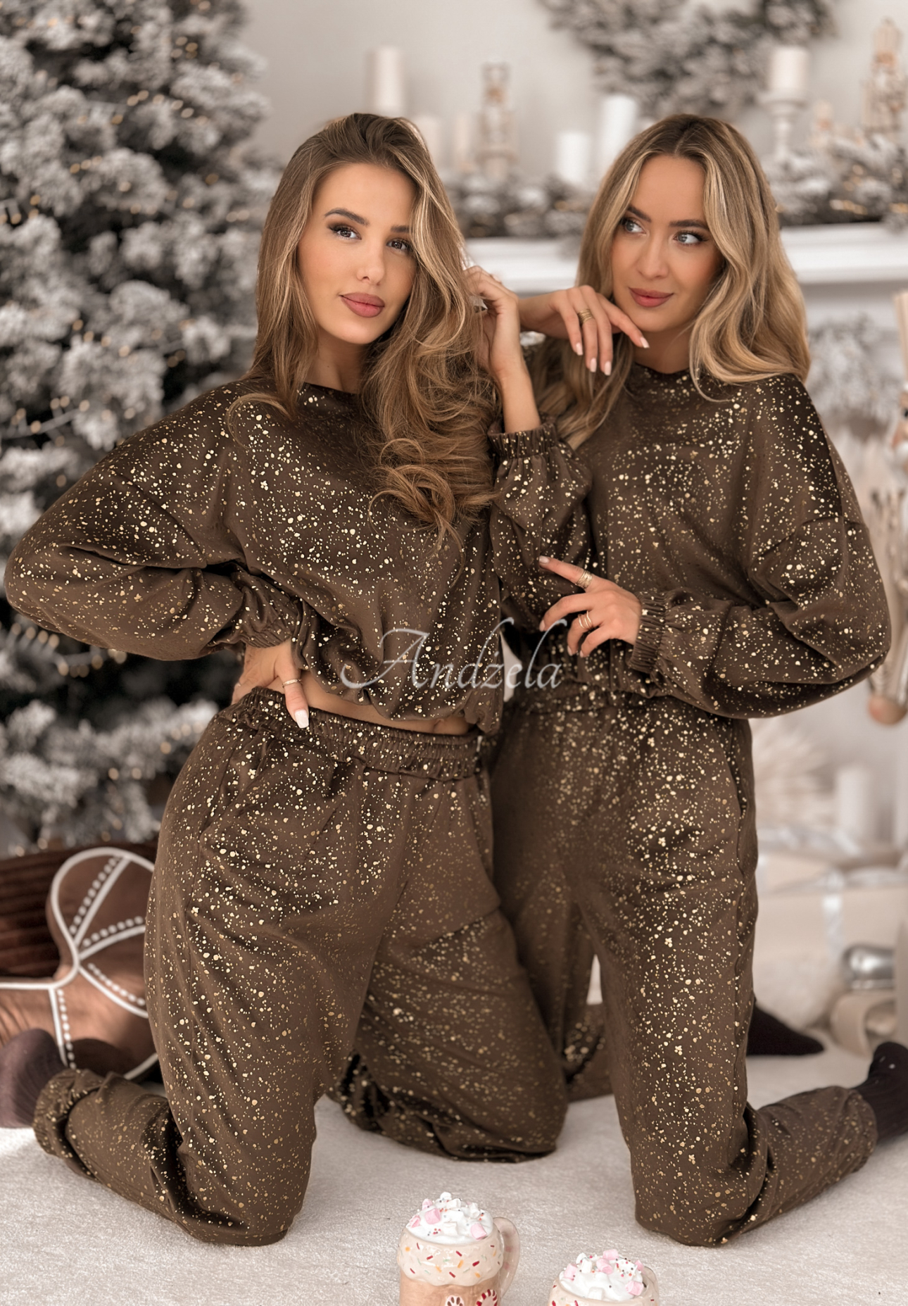 Velurová souprava Gold Twilight čokoládový