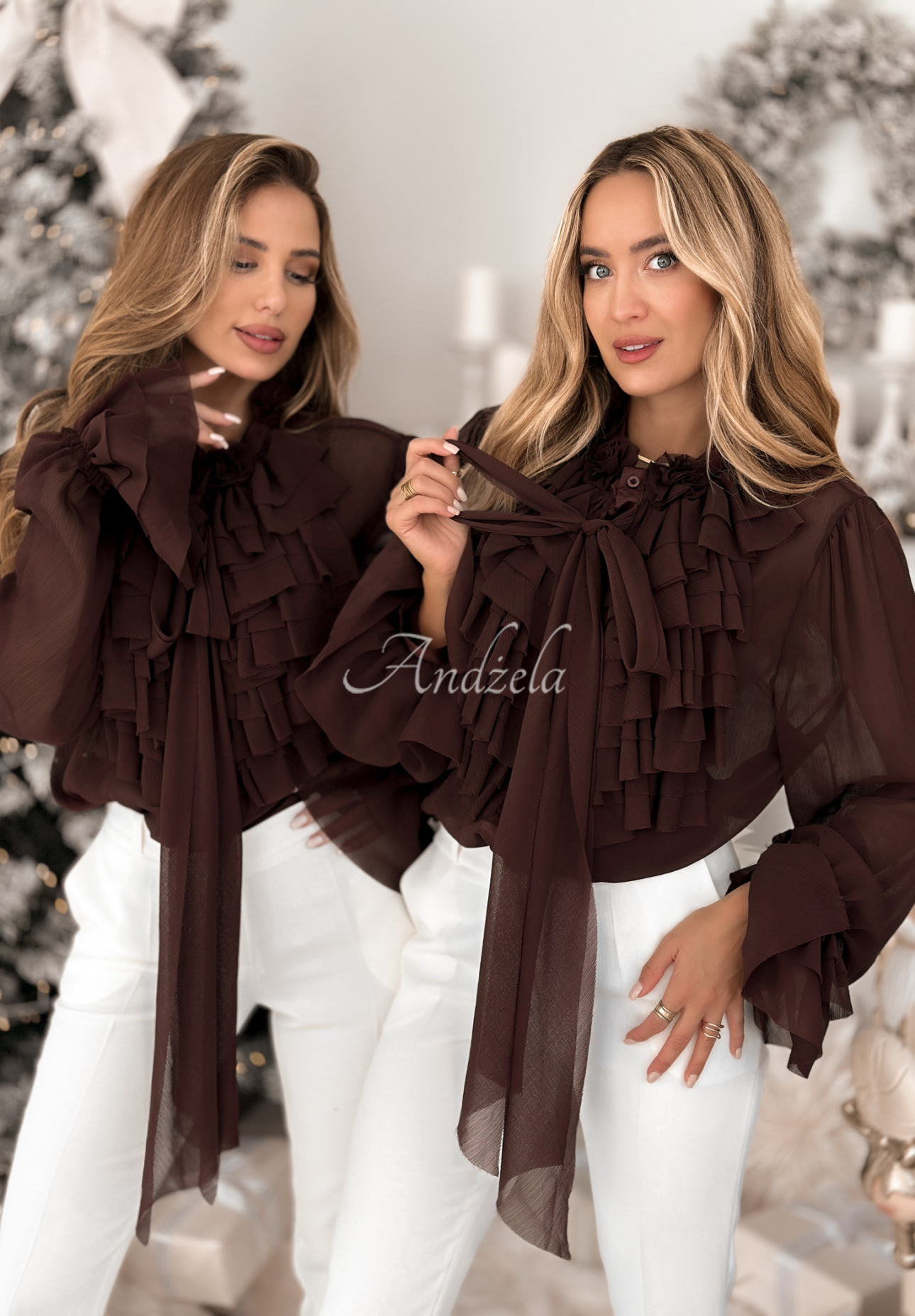 Viskózová košile s fiží a vázáním Miss Delicacy čokoládová