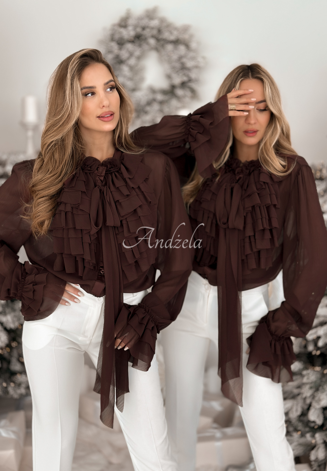 Viskózová košile s fiží a vázáním Miss Delicacy čokoládová