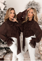 Košile z żabotem i wiązaniem Miss Delicacy čokoládová