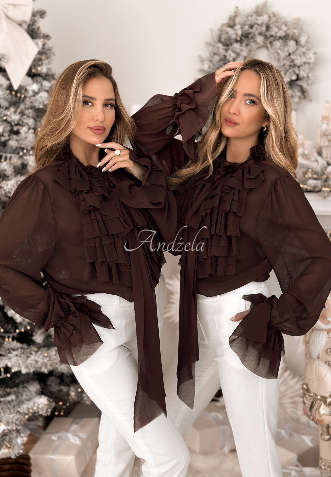 Viskózová košile s fiží a vázáním Miss Delicacy čokoládová