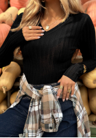 Prążkowana Halenka longsleeve Wrong Time černá