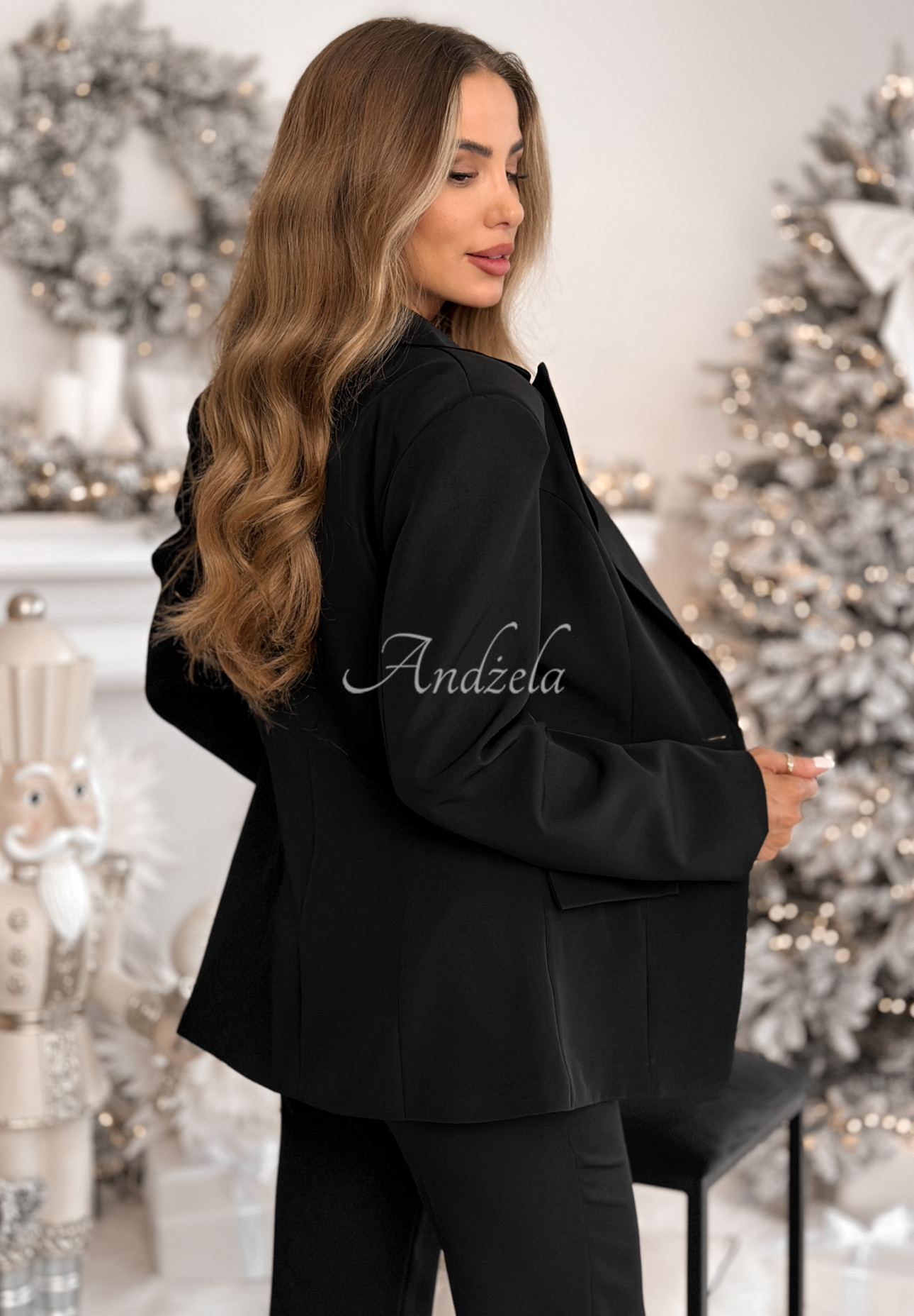 Souprava vypasované sako a zvonové kalhoty Say My Name Černé