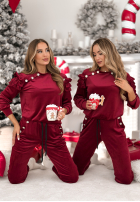 Welurowy Tepláková souprava z falbankami Just Two Of Us vínový