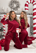 Welurowy Tepláková souprava z falbankami Just Two Of Us vínový