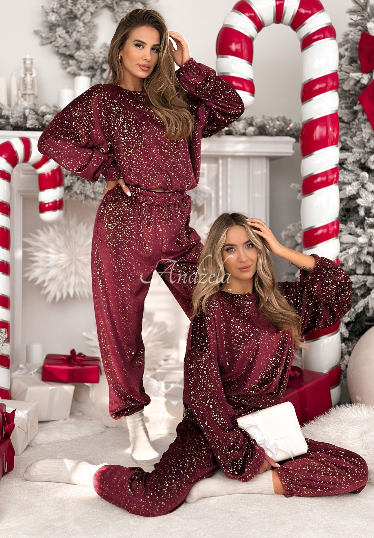 Velurová souprava Gold Twilight vínový