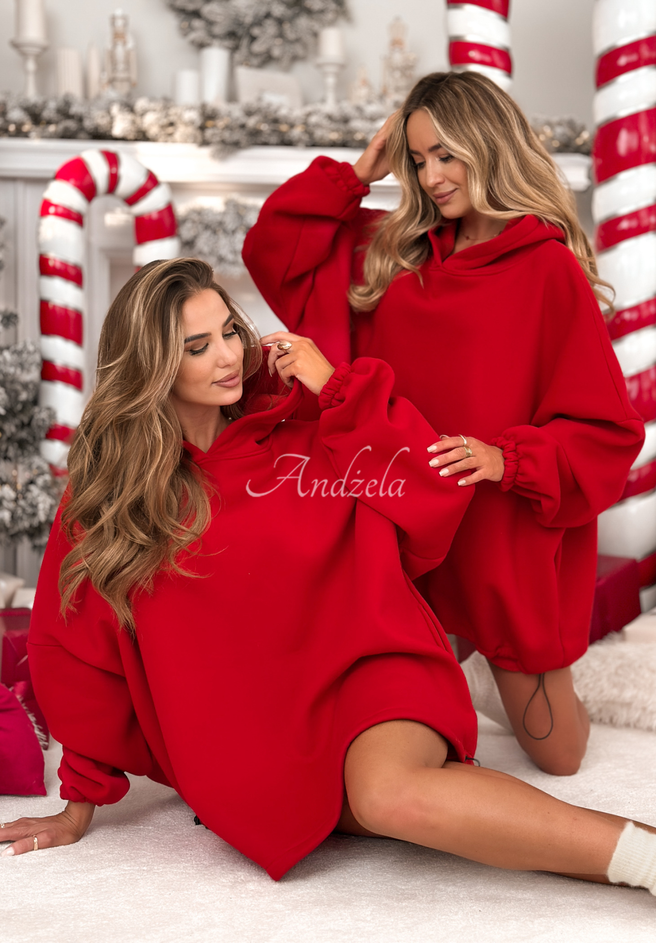 Dlouhá oversize mikina s kapucí Still Cute červená