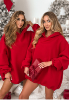 Šaty dresowa s kapucí Still Cute červená