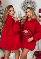 Šaty dresowa s kapucí Still Cute červená