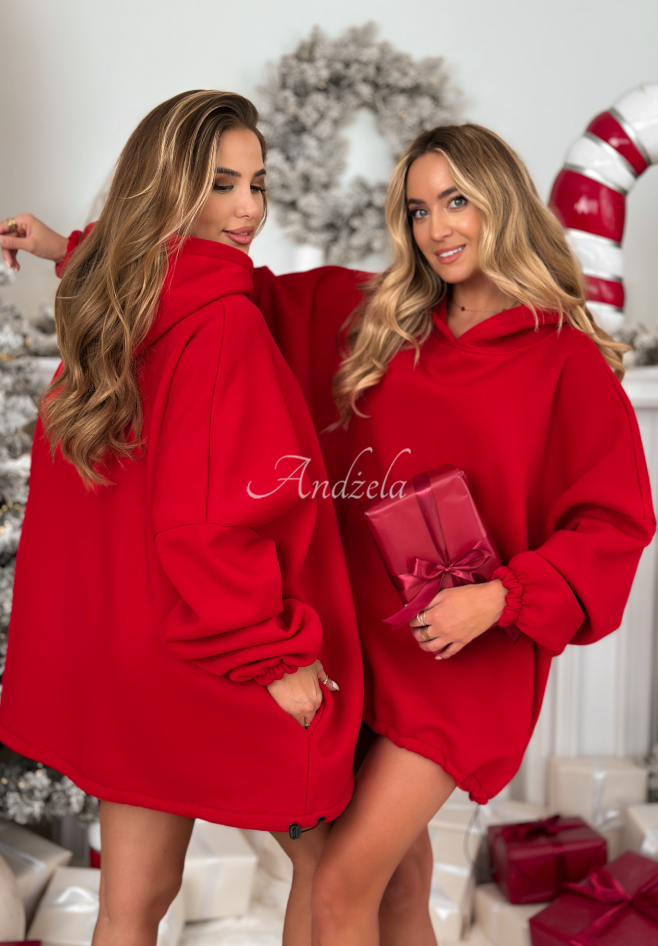 Dlouhá oversize mikina s kapucí Still Cute červená