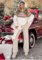 Vzorovaný Svetr z wełną Corta ecru