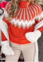 Vzorovaný Svetr z wełną Corta červený