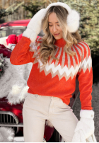 Vzorovaný Svetr z wełną Corta červený