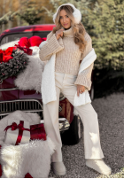 Krótki Svetr z golfem i wełną We Take Chances béžový