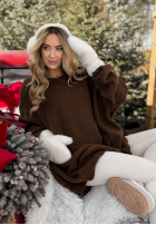 Dlouhý Svetr oversize Cozy Weather čokoládový