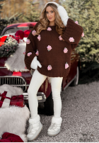 Svetr s širokými rukávy s růžemi Sweet Little Roses čokoládový