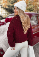 Ozdobnie pleciony Svetr Snuggle Weather vínový