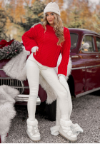 Ozdobnie pleciony Svetr Snuggle Weather červený