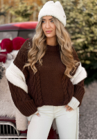 Ozdobnie pleciony Svetr Snuggle Weather čokoládový