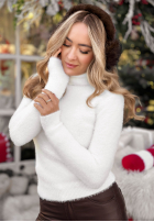 Svetr alpaka z golfem Softest Mind ecru