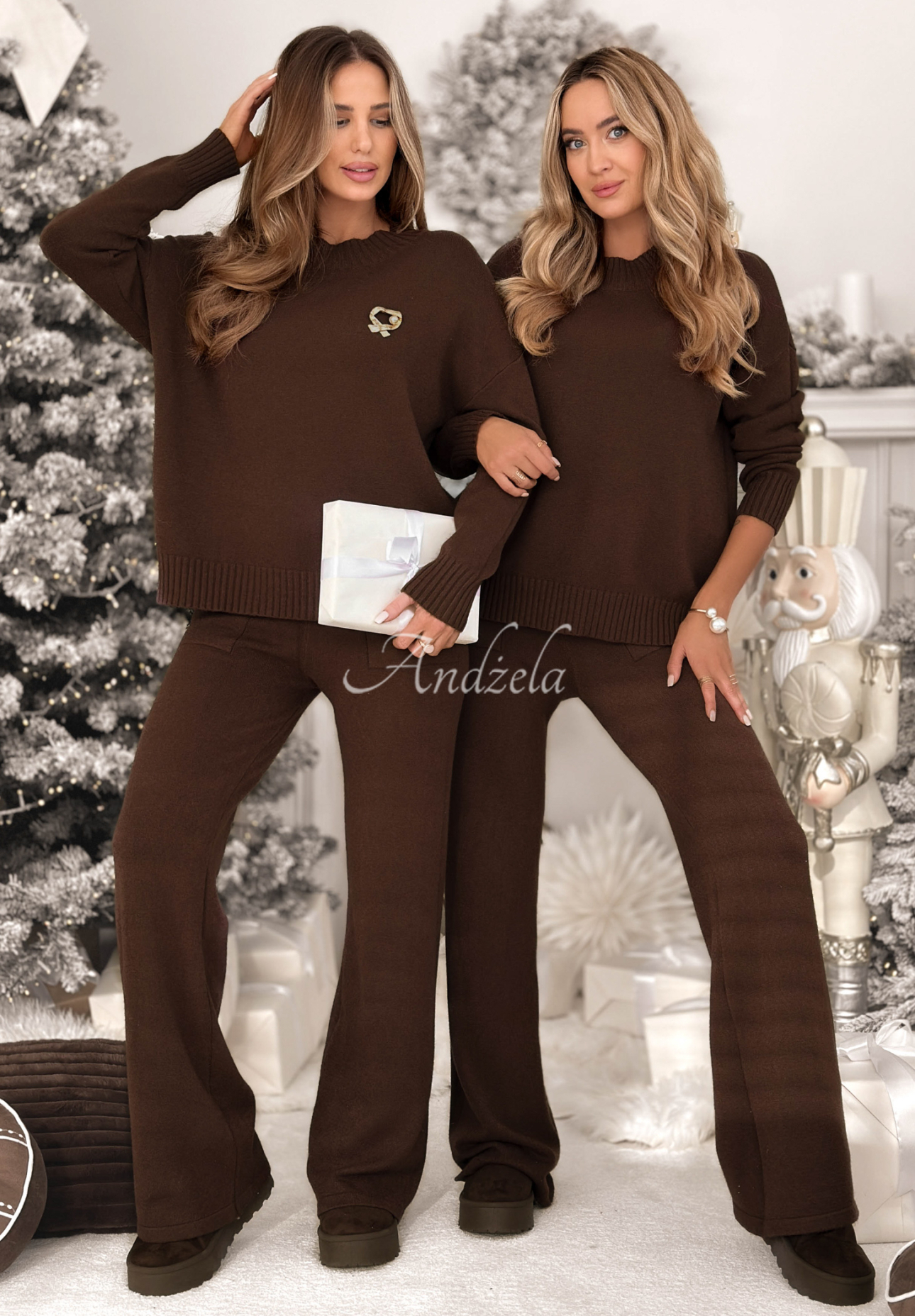 Pletená souprava svetr a kalhoty z viskózy Peace Of Mind čokoládový