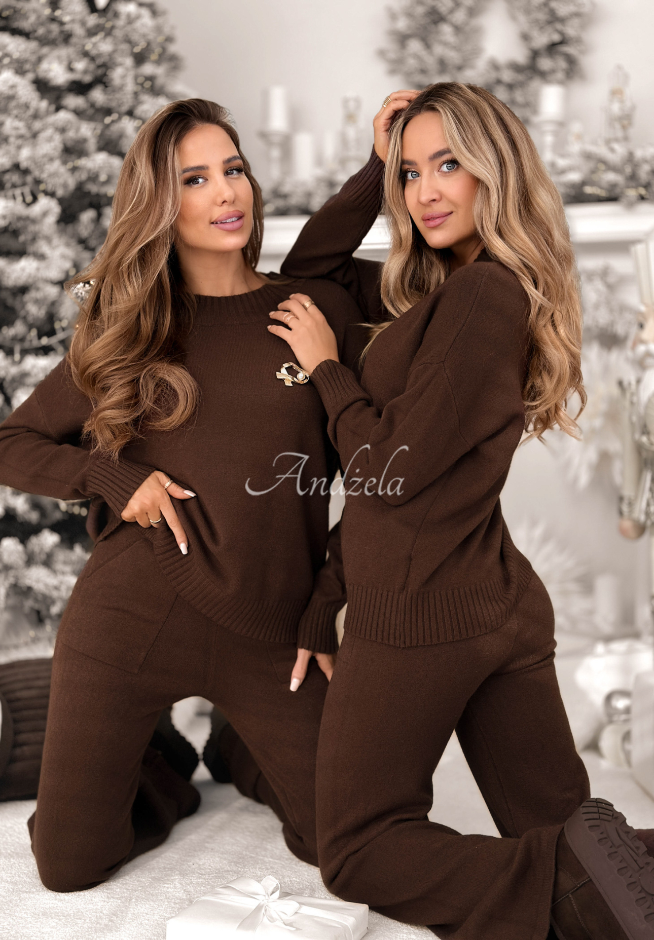 Pletená souprava svetr a kalhoty z viskózy Peace Of Mind čokoládový