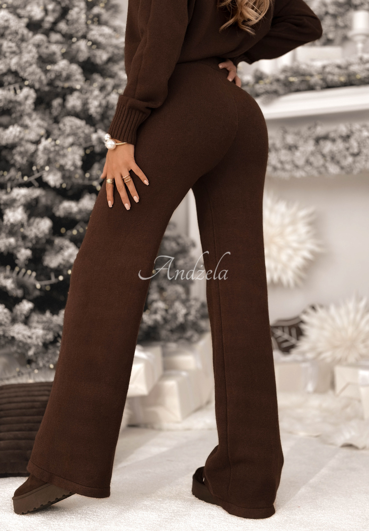 Pletená souprava svetr a kalhoty z viskózy Peace Of Mind čokoládový