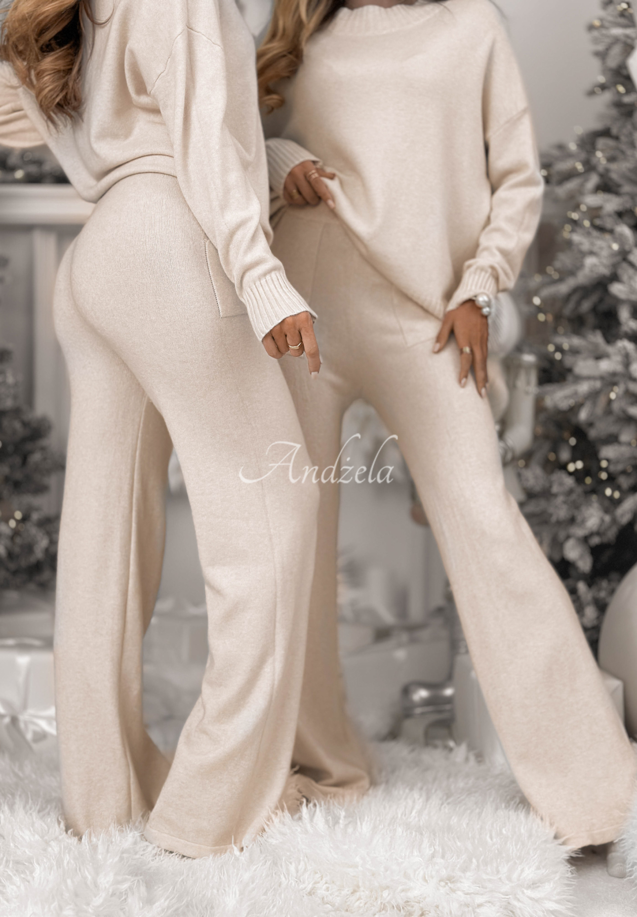 Pletená souprava svetr a kalhoty z viskózy Peace Of Mind ecru