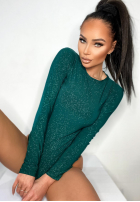 Błyszczące body ze stójką Really Simple láhvová zelená