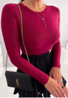 Błyszczące body ze stójką Really Simple bordové