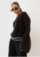 Moherowy Svetr z szerokimi rękawami Cocomore Cloudly čokoládový