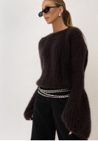 Moherowy Svetr z szerokimi rękawami Cocomore Cloudly čokoládový