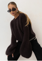 Moherowy Svetr z szerokimi rękawami Cocomore Cloudly čokoládový