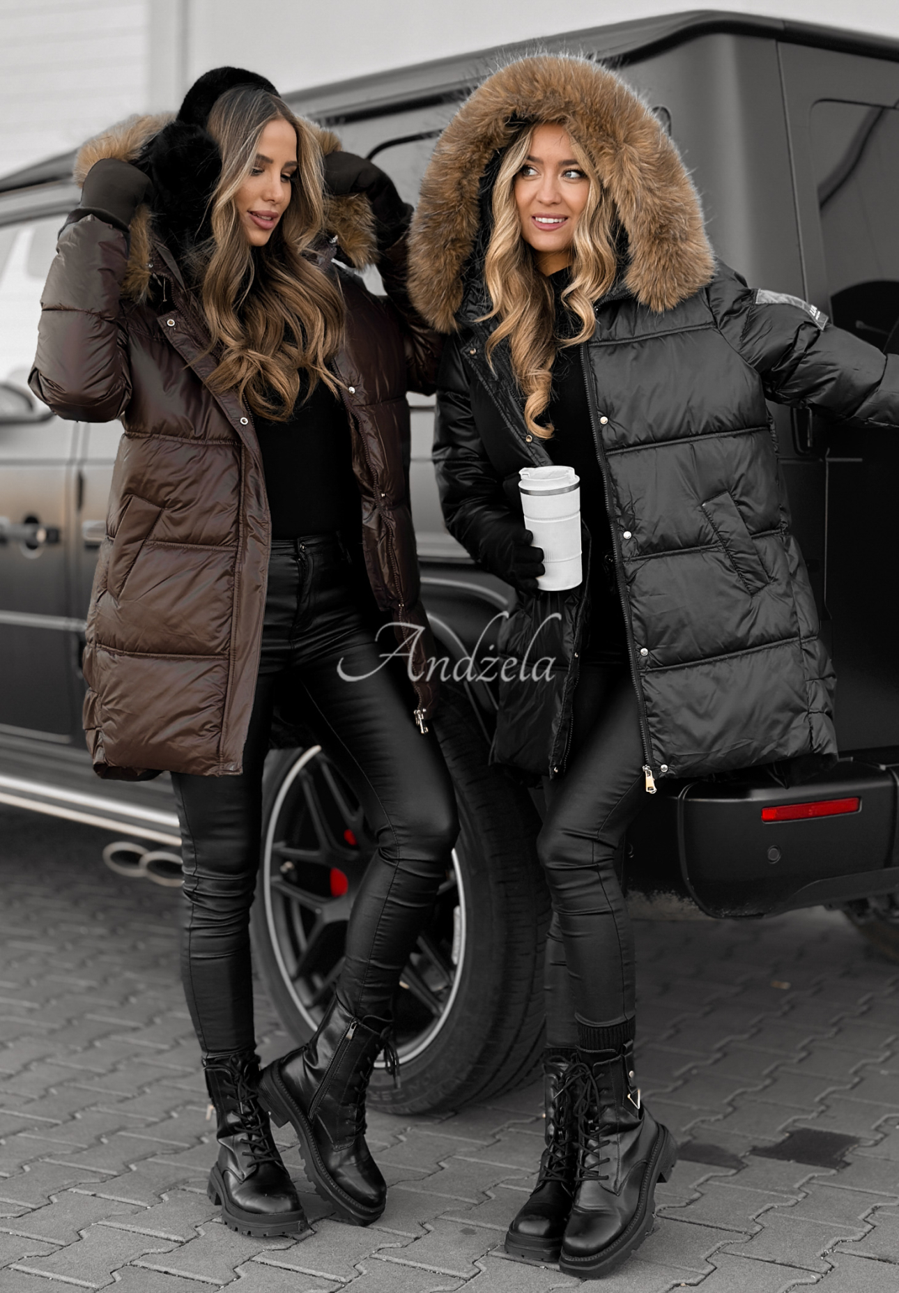 Dlouhá prošívaná bunda Happy Season čokoládová