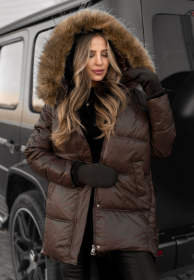 Dlouhá prošívaná bunda Happy Season čokoládová