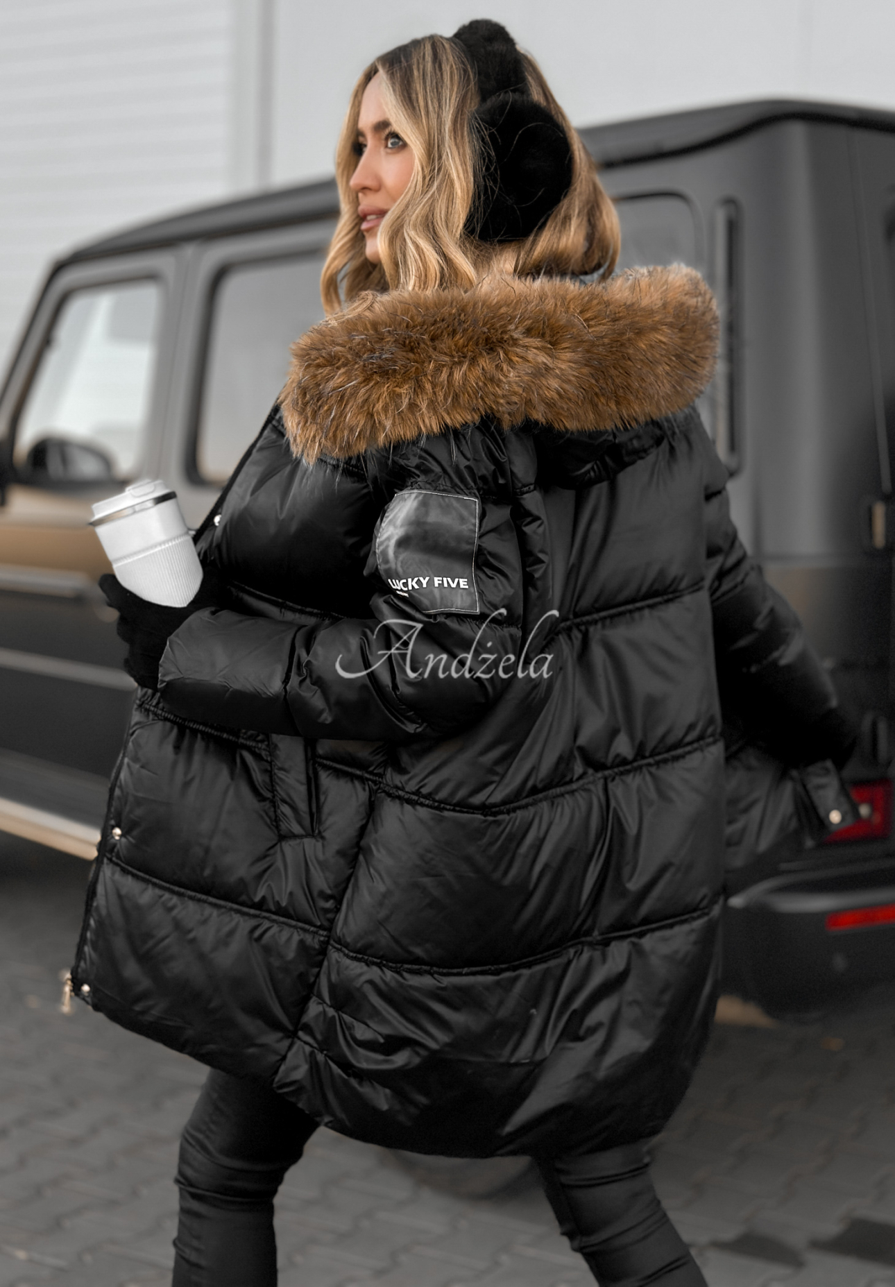 Dlouhá prošívaná bunda Happy Season černá