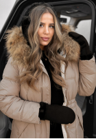 Długa Prošívaná Bunda Rivia ciemny beż