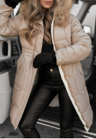 Długa Prošívaná Bunda Rivia ciemny beż