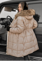 Długa Prošívaná Bunda Rivia ciemny beż