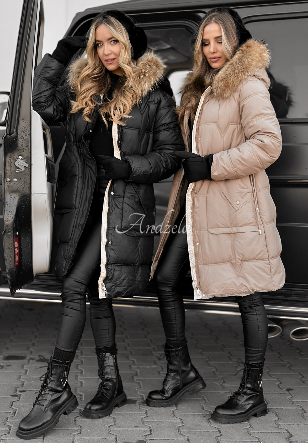 Dlouhá Prošívaná Bunda Rivia Černá