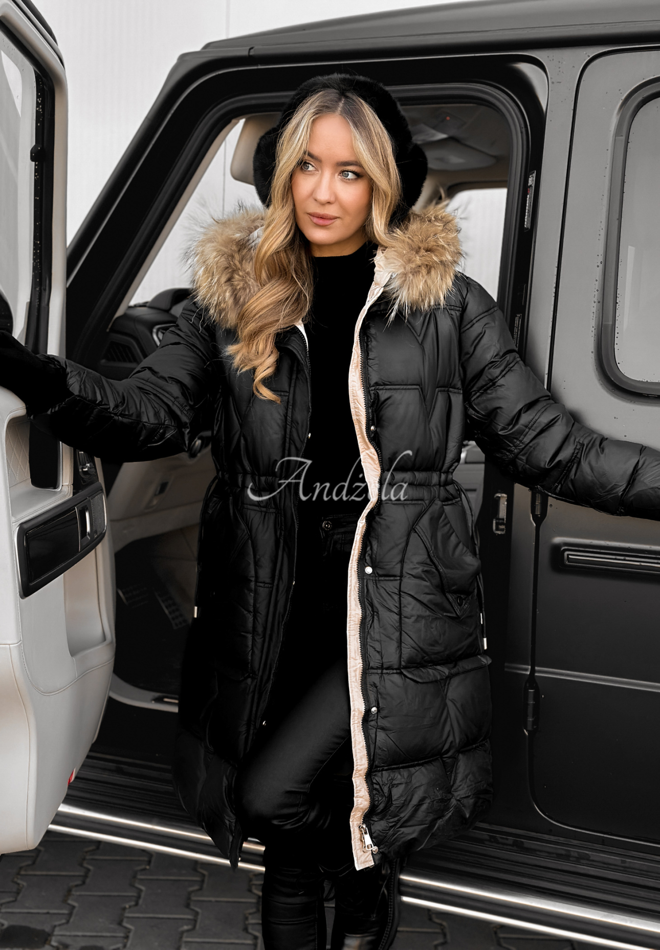 Dlouhá Prošívaná Bunda Rivia Černá