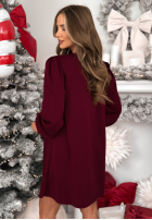 Šaty z bufiastymi rękawami Just One Kiss vínová