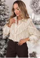 Košile z koronkowym żabotem Fairy Tale Romance vanilková