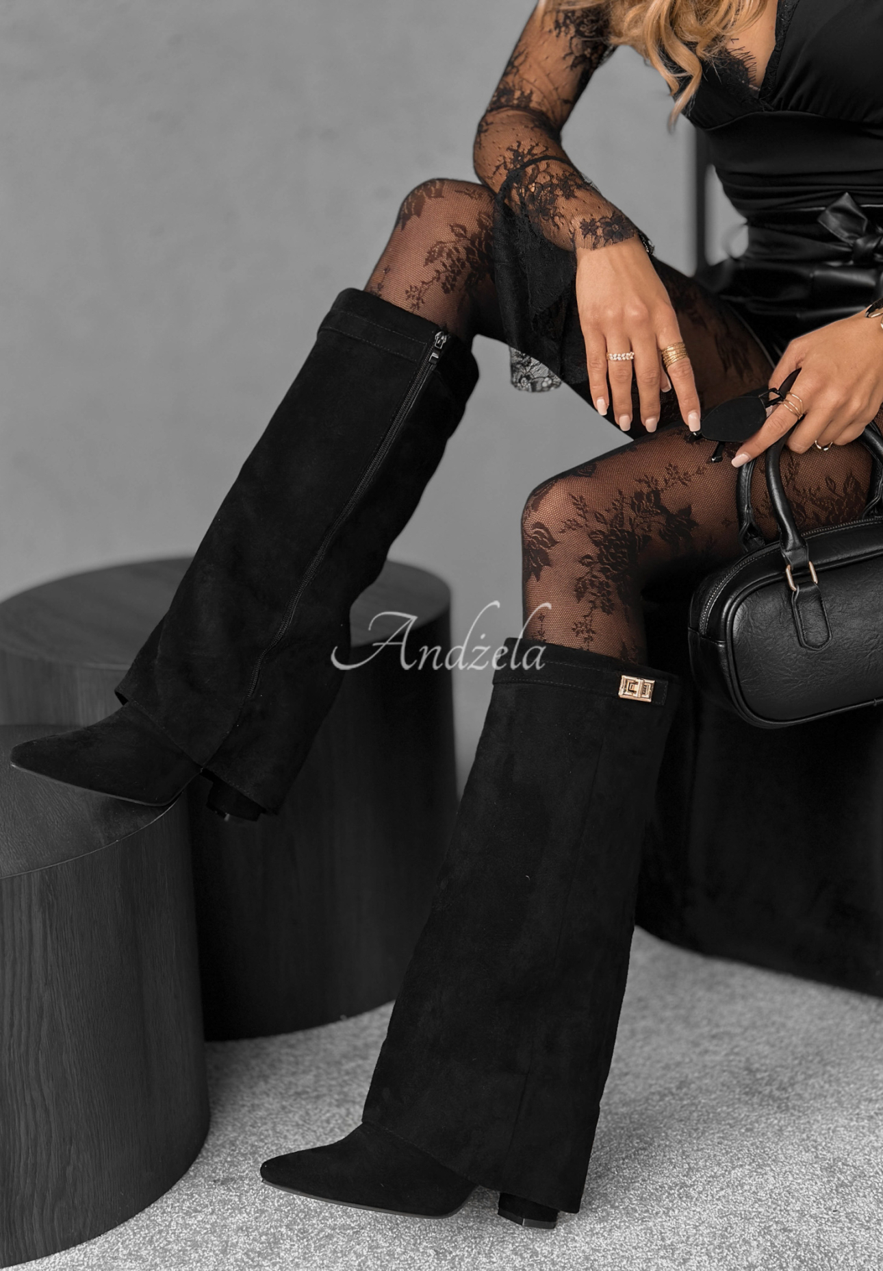 Dlouhé semišové kozačky Cartagena černé