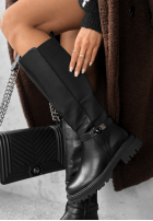 Skórzane Kozačky przed kolano Snow Creek Park černé